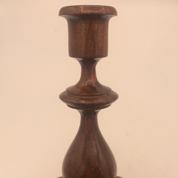 Vintage Pair of Turned Wood Candlesticks - Picture 5 of 9